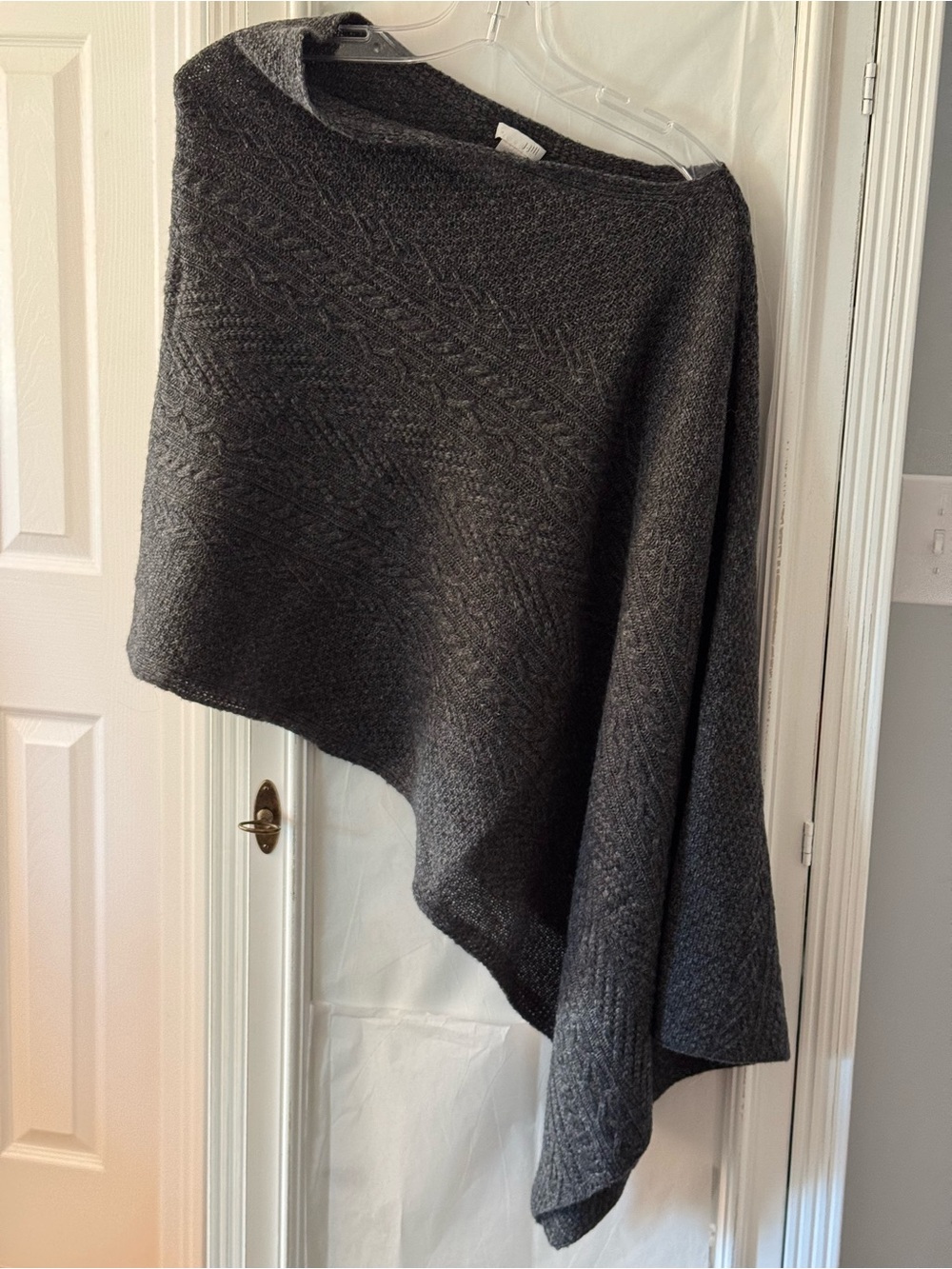 J. Jill Charcoal Cable Knit Wool Cashmere Blend Poncho Shrug